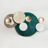 Modern Bloom – Green & White Circular Metal Wall Art
